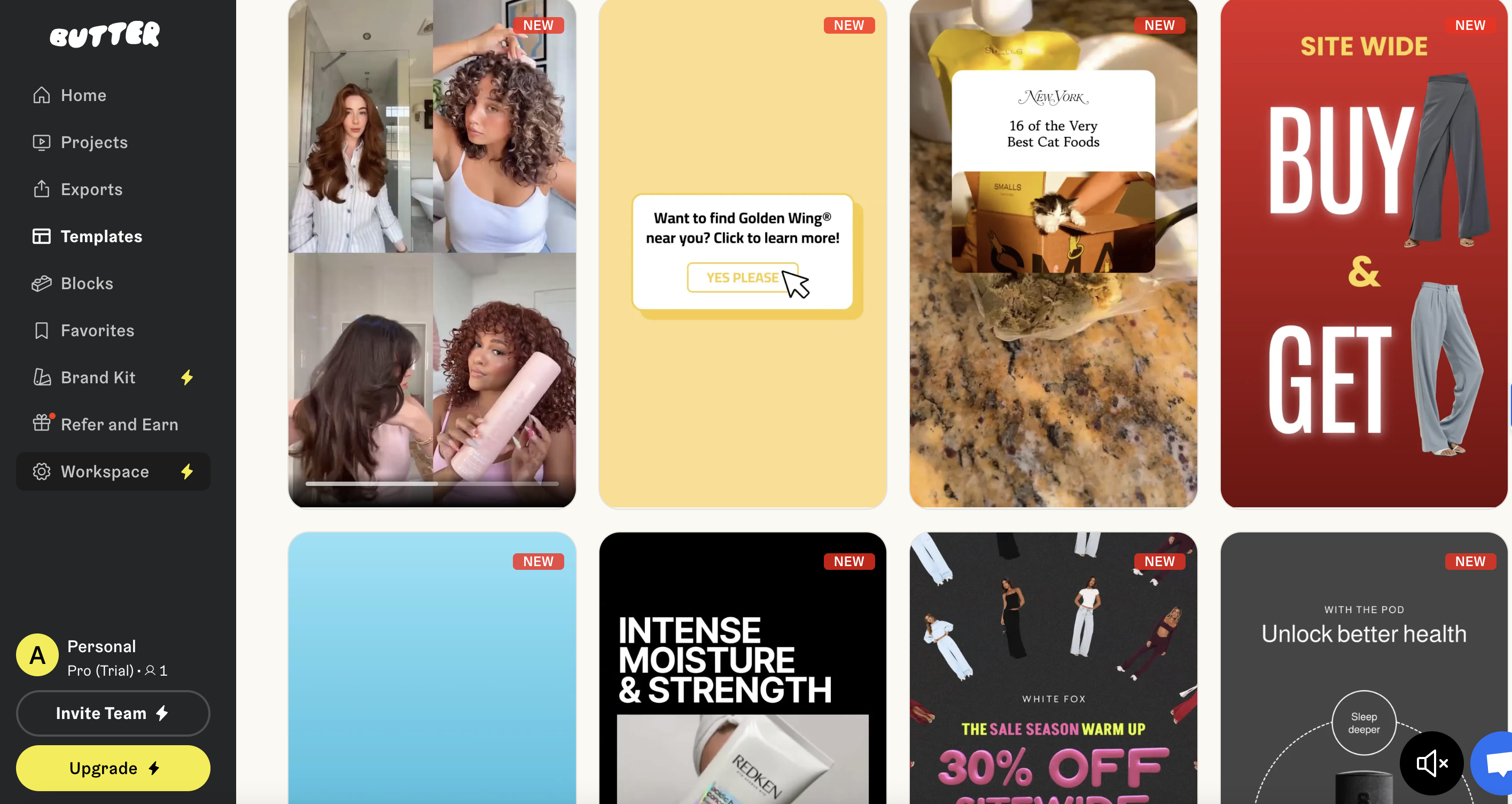 Make ad images and videos using using polished templates on Butter